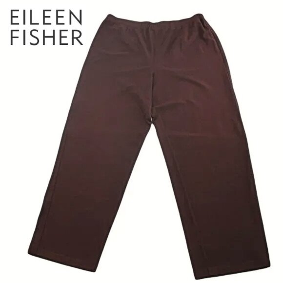 Eileen Fisher Pants - Eileen Fisher Woman Knit Pants Dark Brown Stretch Wool Blend Pull-On Relaxed 1X